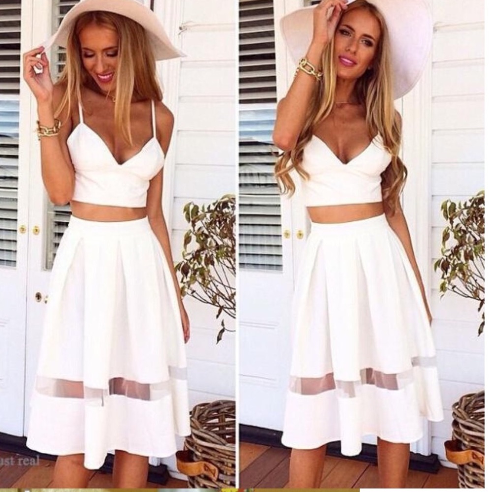 REDUCED🔴White Midi Skirt and Crop Set